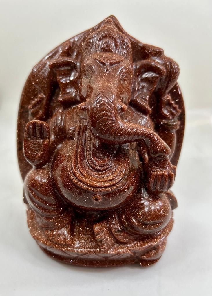 Sy Man Made Sunstone Ganesha 5 Inch