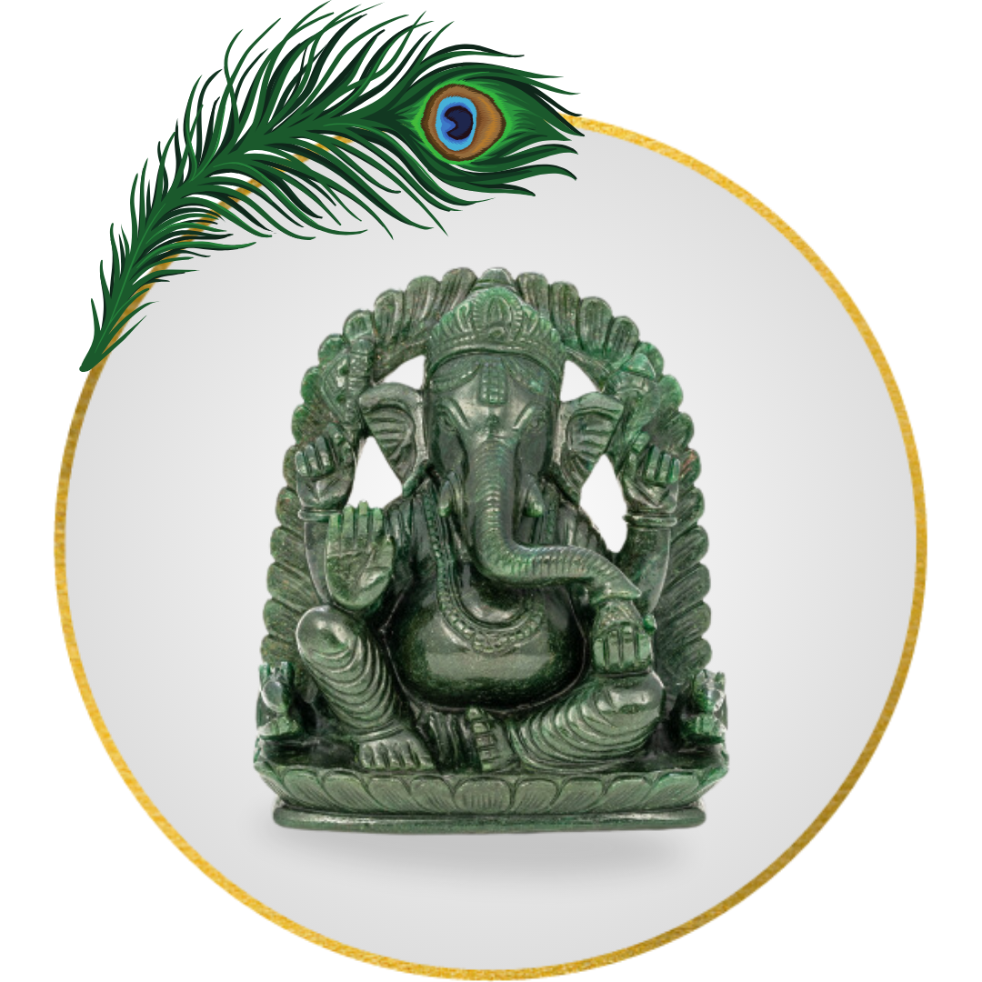 Ganesha Green Aventurine 10 Inch
