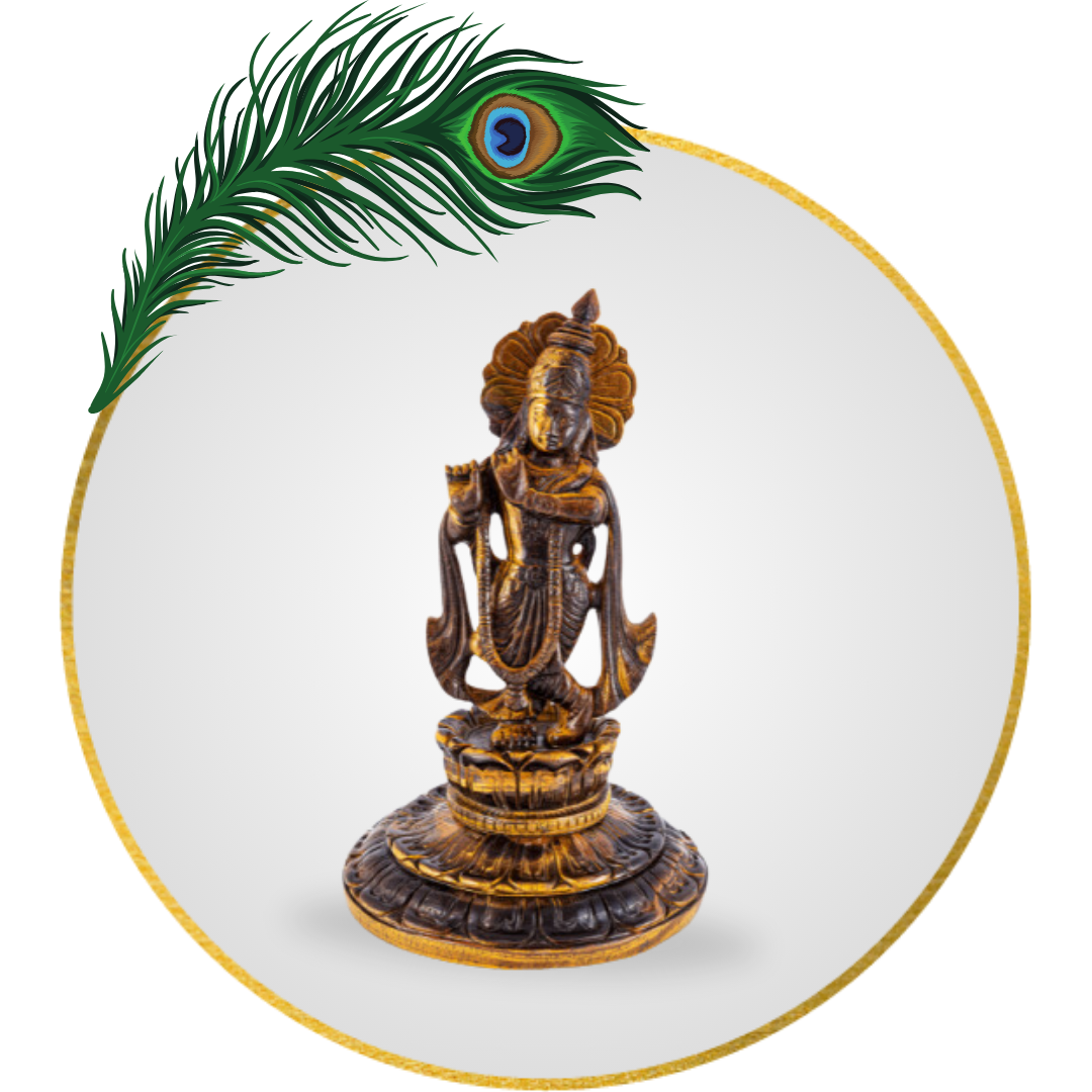 Tiger Eye Krishna 12 Inch Hand