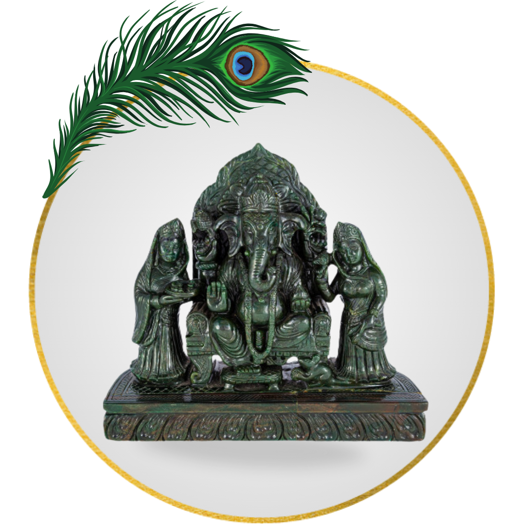 Agate Ganesh Ridhi Sidhi 12 Inch Hand