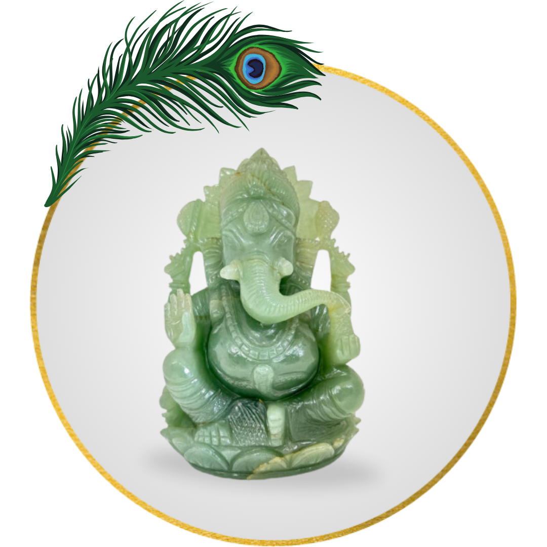 Green Aventurin Ganesha 7 Inch Hand 