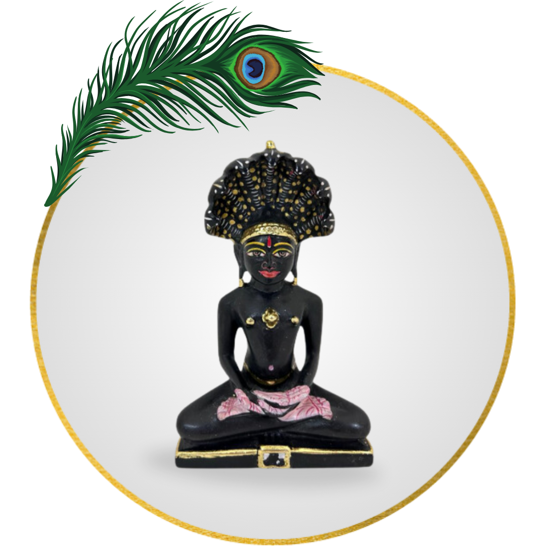 Black Jade Tirthankara Parashvnath 5 Inch Hand