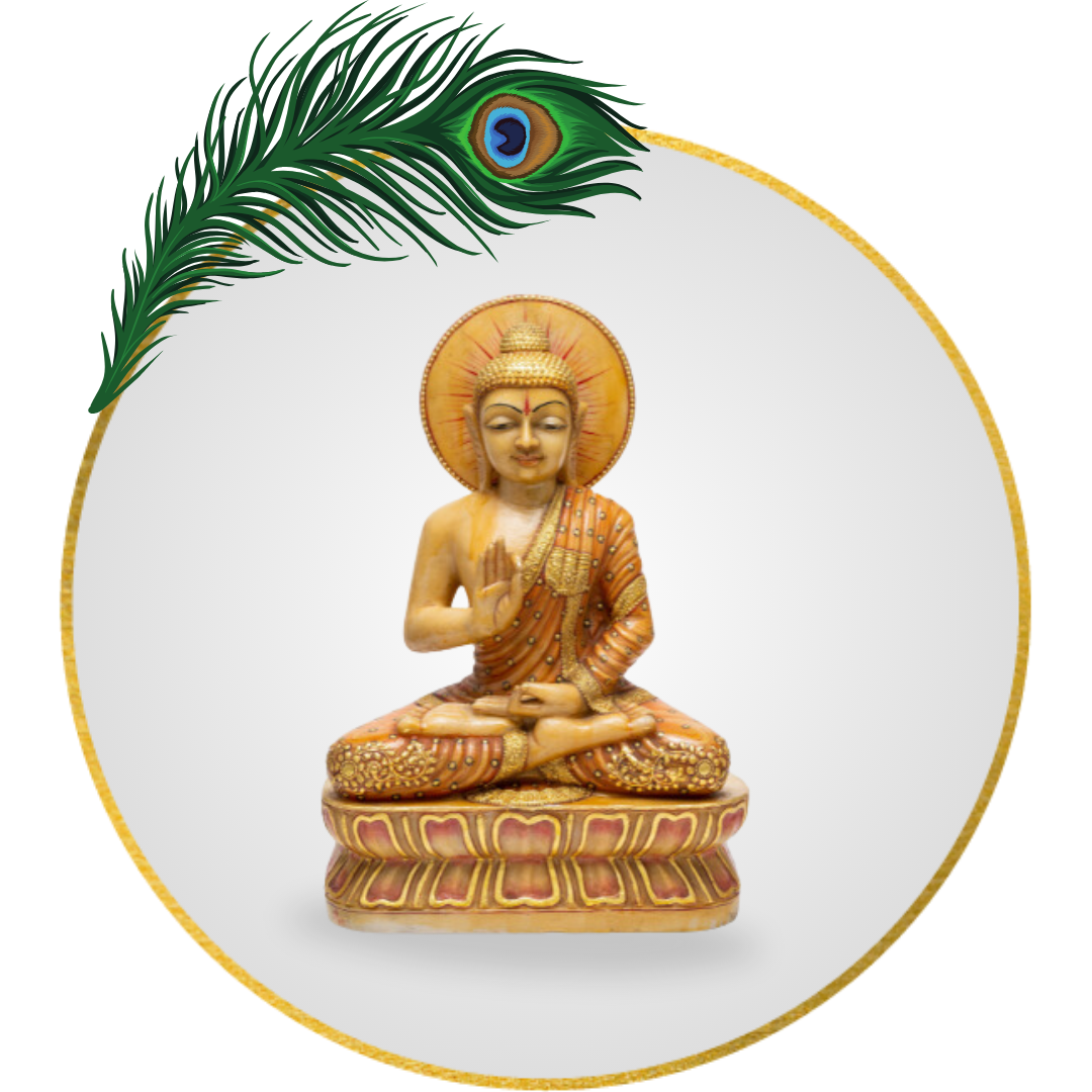 Buddha With Ivory Jade 19 Inch Hand