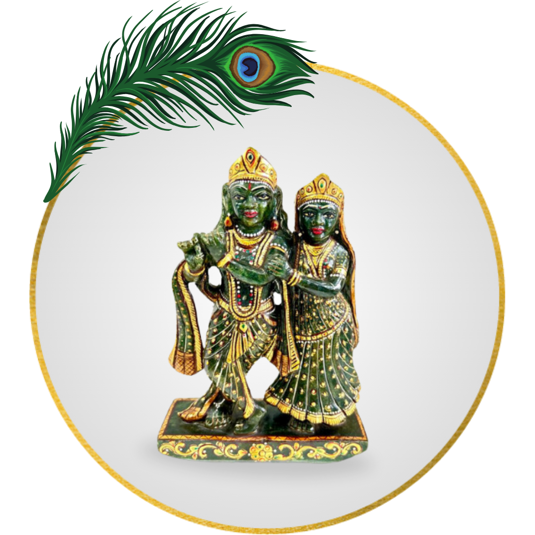 Green Aventurine Radha Krishna 8 Inch