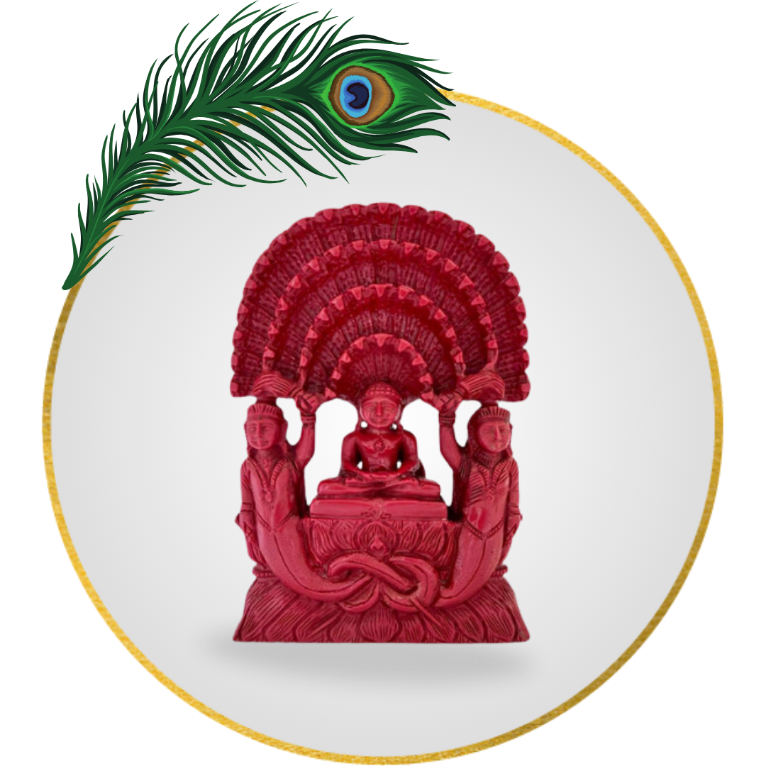 Imm Coral Man Made Tirthankara Parashvnath 7 Inch