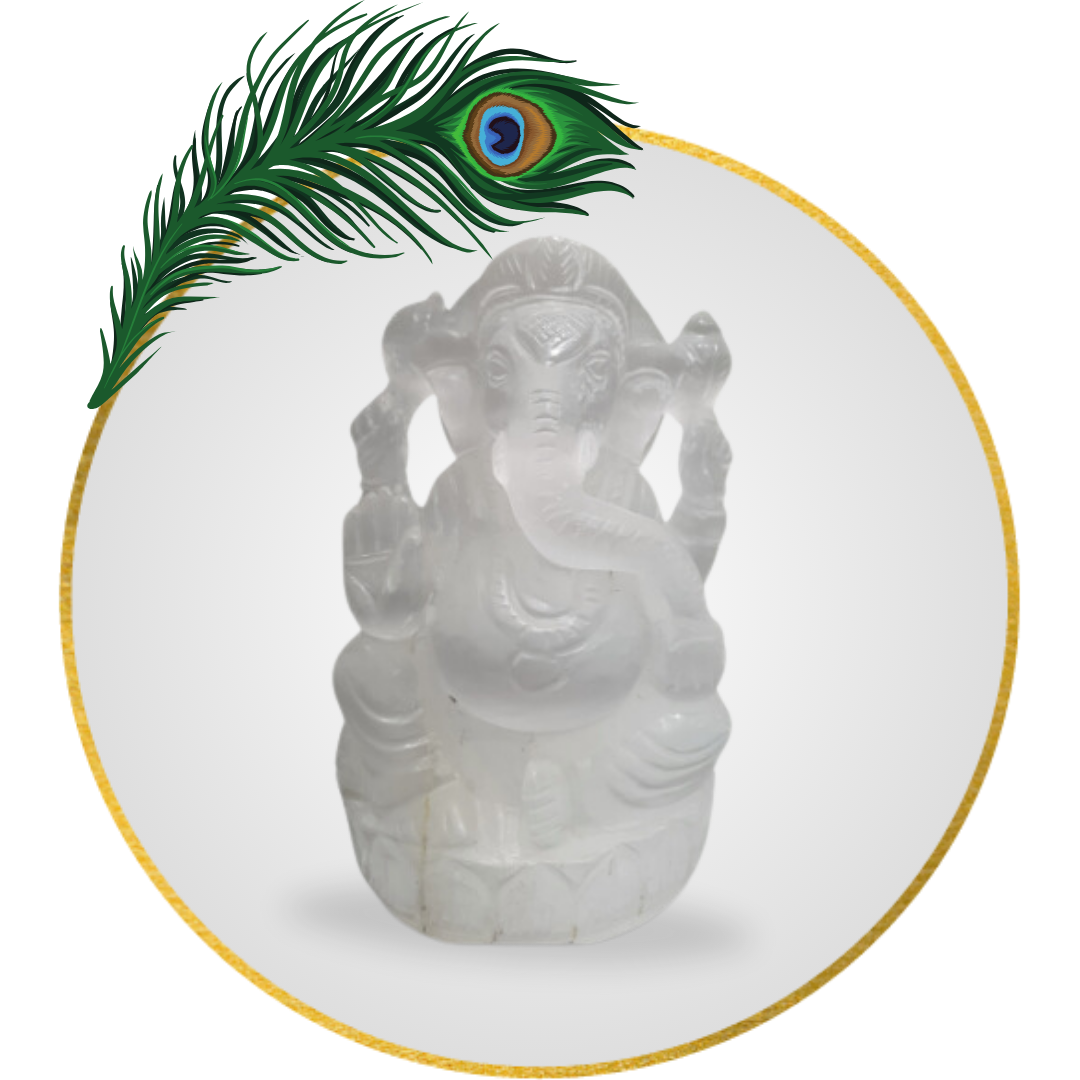 Crystal Quartz Ganesha 5 Inch