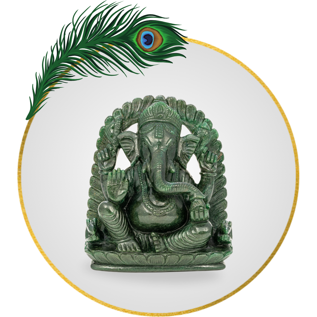 Green Aventurine Ganesha 15 Inch Hand 